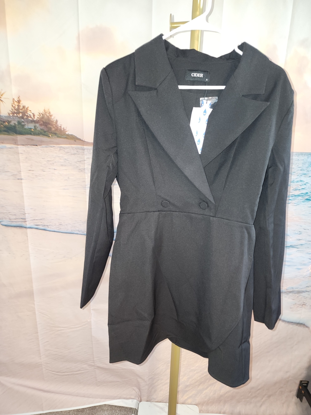 Cider Women's Black Double-Breasted Blazer Mini Dress